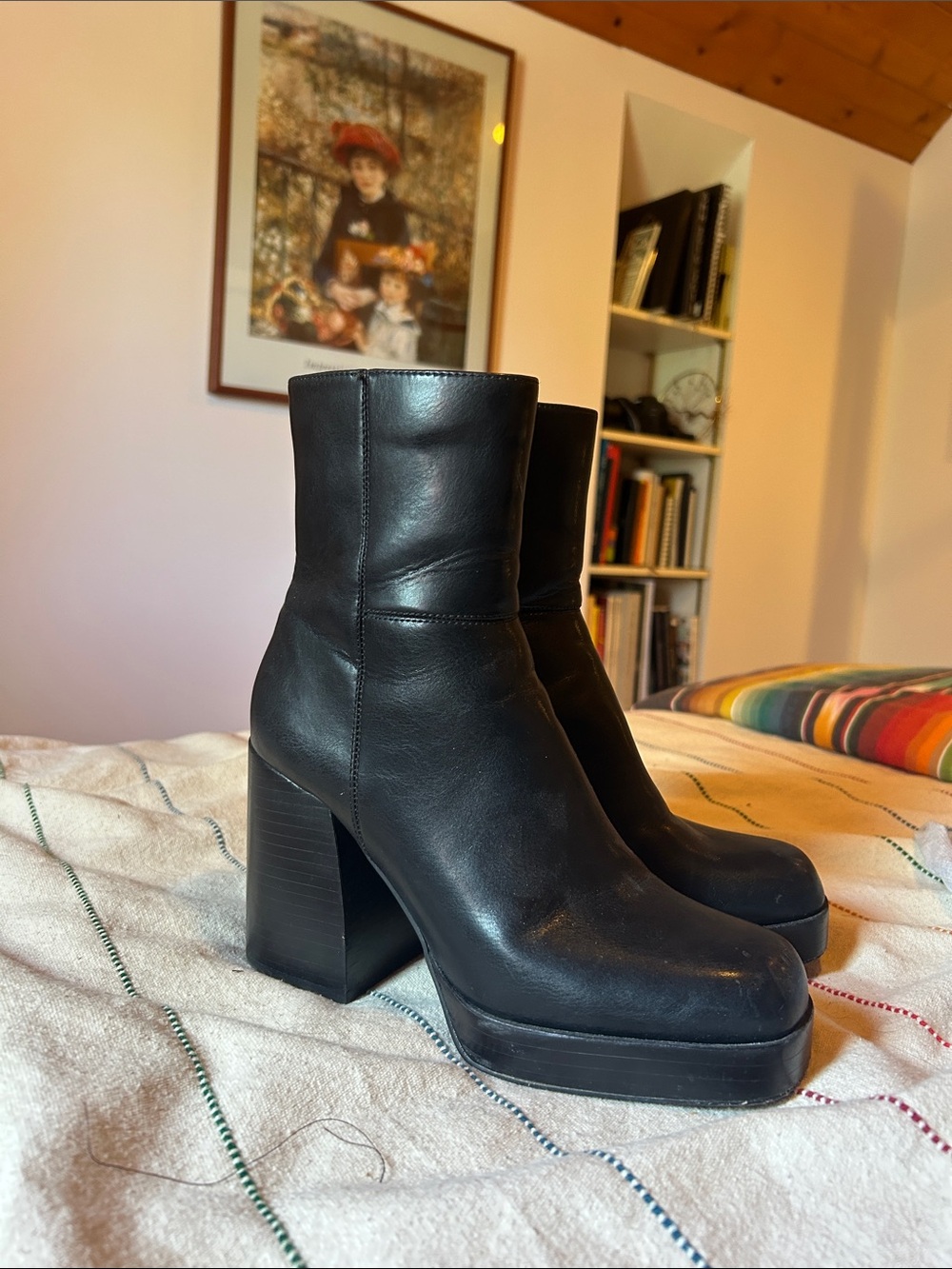 Madden Girl Black Platform Block Heel Ankle Boots
